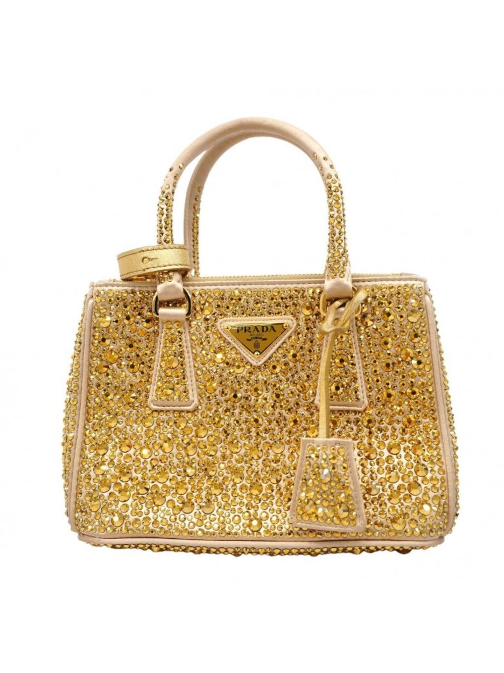Prada Handbag Crystal Satin Gold